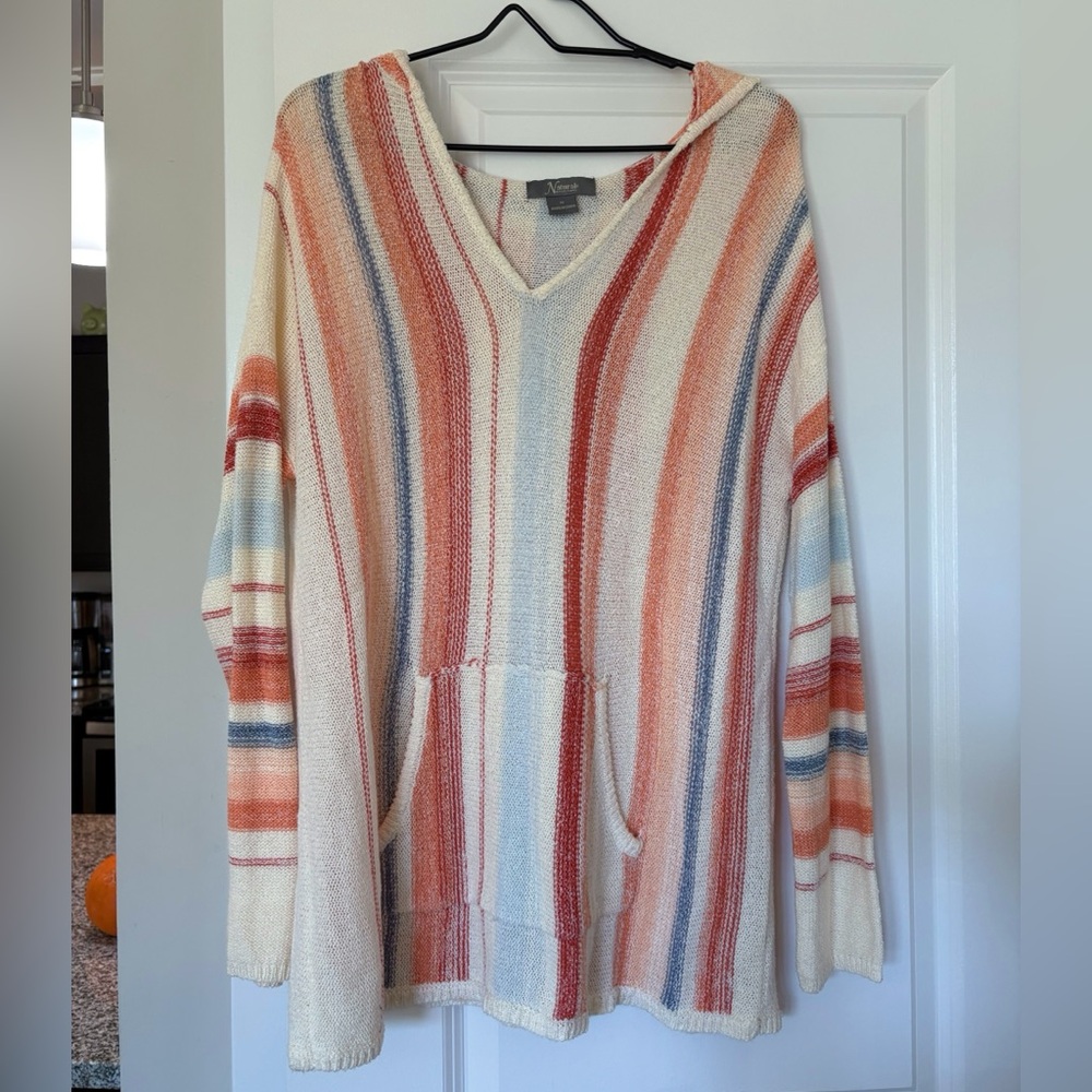 Natural Striped Hooded Sweater
